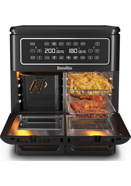 Sıcak Hava Fritözü Halo Flexi ,dijital Çift Hazneli Air Fryer, 11 L Kapasite, 2400 W Güç
