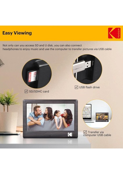 7 Inc Dijital Fotoğraf Çerçevesi, Fotoğraf/müzik/videolu, Usb/sd, Otomatik Dönme, Uzaktan Kumanda indirimleri