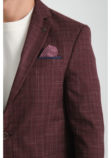 Acario Erkek Bordo Mono Yaka Slim Fit Spor Blazer Ceket fiyatları
