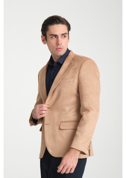 Bernando Erkek Tarçın Süet Yaz-Kış 4 Mevsim Slim Fit Spor Blazer Ceket modelleri