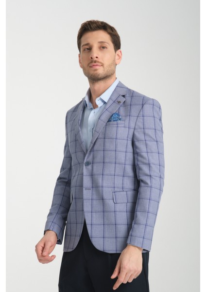 Medardo Erkek Bordo Ekoseli Slim Fit Dar Kesim Mono Yaka Spor Blazer Ceket modelleri