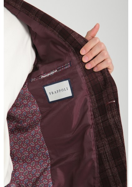Galileo Erkek Indigo Ekose Mono Yaka Slim Fit Spor Blazer Ceket