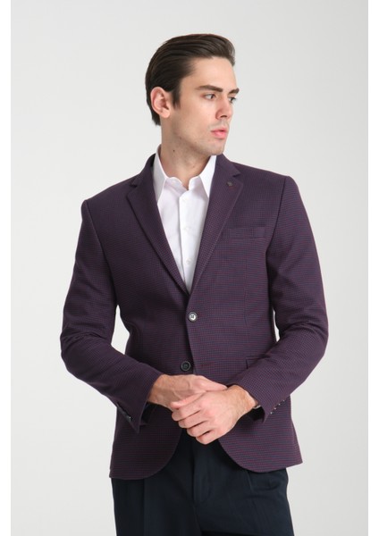 Vrd Erkek Beyaz-Lacivert Slim Fit Mono Yaka Spor Blazer Ceket modelleri