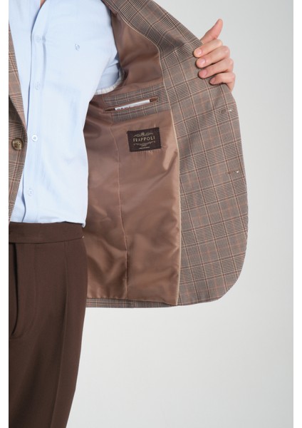 Diegos Erkek Lacivert Ekose Slim Fit Mono Yaka Spor Blazer