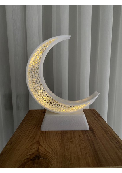 LED Sarı Işıklı Hilal Desenli Masa Lambası