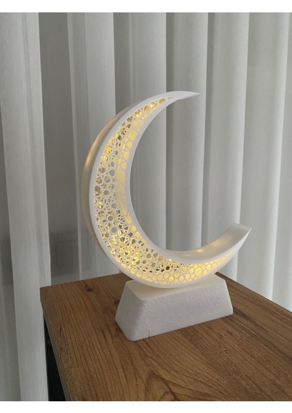 LED Sarı Işıklı Hilal Desenli Masa Lambası