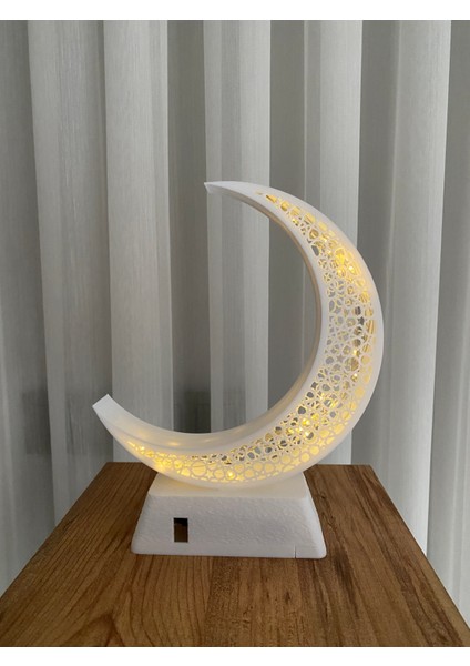 LED Sarı Işıklı Hilal Desenli Masa Lambası