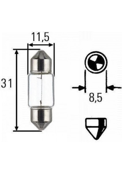 31MM C10W Sofit Halojen Oto Ampul 12V 2ADET