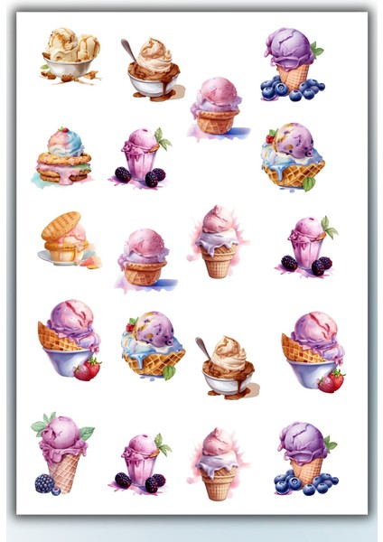 Dondurma Temalı Sticker Planlayıcı Planner Ajanda Bullet Journal Için Uygun