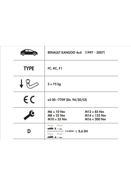 Yatay Söktak Renault Kangoo modelleri