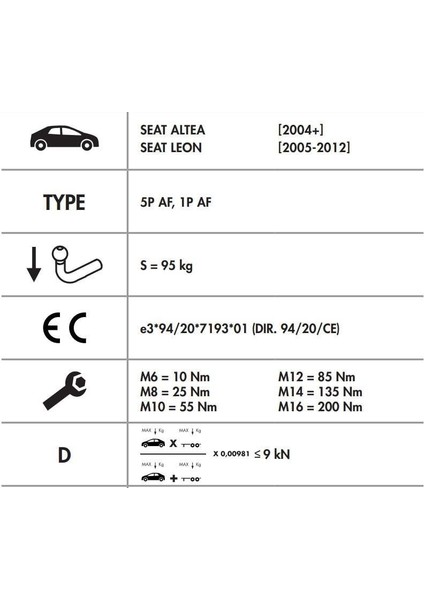 Yatay Söktak Seat Altea - Leon modelleri