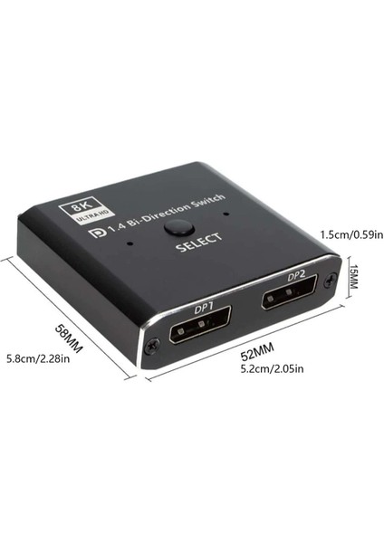 8k Displayport Switch | Çift Yönlü Geçiş, Uzaktan Kumanda ile 8K@30Hz - 4K@120Hz Destekli