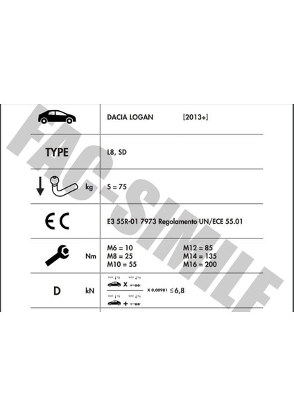 Yatay Söktak Dacia Logan - Renault Symbol modelleri