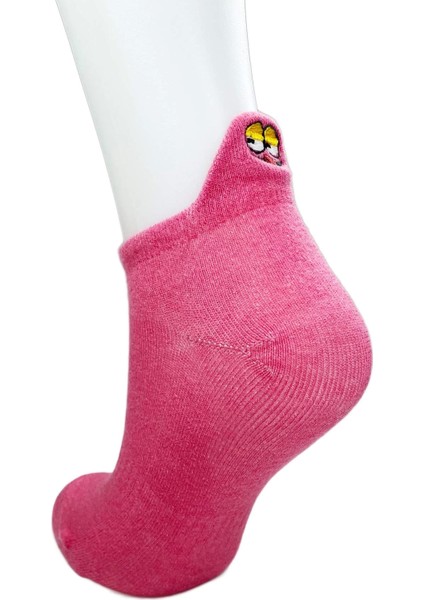 6 Çift Emoji Desen Nakış Baskılı Kadın Pamuklu Bilek Çorap