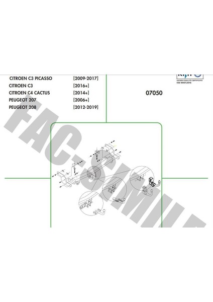 Yatay Söktak Citroen C3 - C4 Cactus - Peugeot 207 - 208 fiyatları
