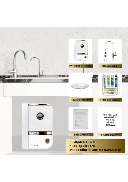 WaterLife Technology Compact White Pompalı (13 Aşama + pH + Mineral + Alkali) modelleri