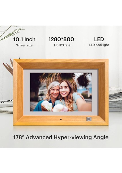 Dijital Resim Çerçevesi, 10 Inç, Uzaktan Kumandalı Ahşap Elektronik Fotoğraf Çerçevesi, 8 GB Bellek fiyatları