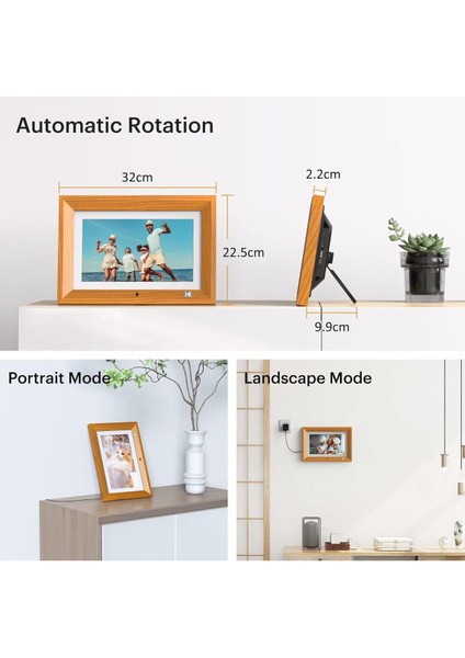 Dijital Resim Çerçevesi, 10 Inç, Uzaktan Kumandalı Ahşap Elektronik Fotoğraf Çerçevesi, 8 GB Bellek modelleri