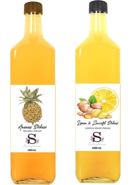 Doğal Ananas Sirkesi 1000 ml - Doğal Limon & Zencefil Sirkesi 1000 ml