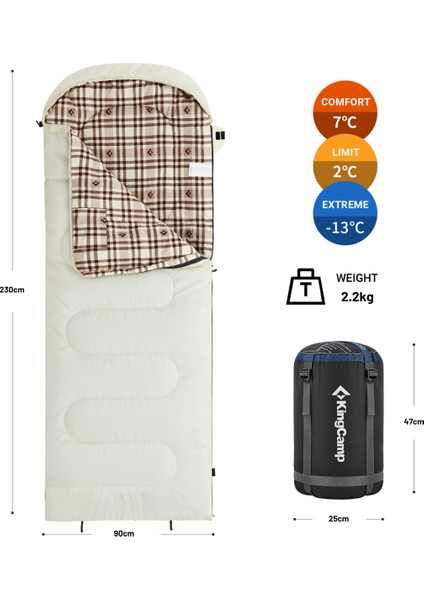 King Camp Kingcamp Cloud 300 Ultra -13 Derece Geniş Uyku Tulumu Ivory Sağ F. fiyatları
