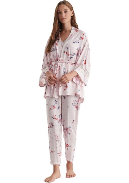 Kadın Pembe 3'lü Pijama Takım 2725