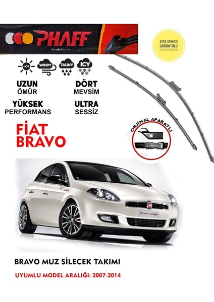 Fiat Bravo Ön Cam Muz Silecek Seti 2007 Model Araca Özel Aparat