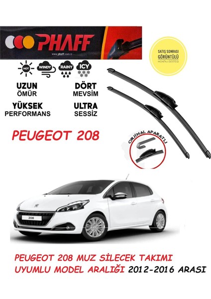 Peugeot 208 Ön Silecek Takımı 2015 Model Araca Özel Aparat