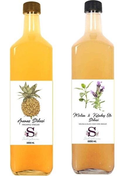 Doğal Ananas Sirkesi 1000 ml - Doğal Melisa Karabaş Otu Sirkesi 1000 ml