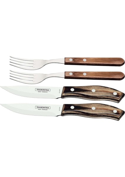 Brazil Churrasco 4 Parça Paslanmaz Çelik Jumbo Barbekü Seti, Polywood Saplar ve Ahşap Kutu modelleri