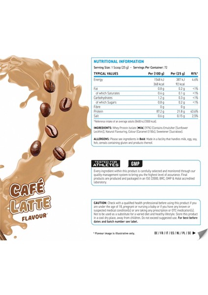 Whey Protein Isolate 1800 gr Cafe Latte Aromalı