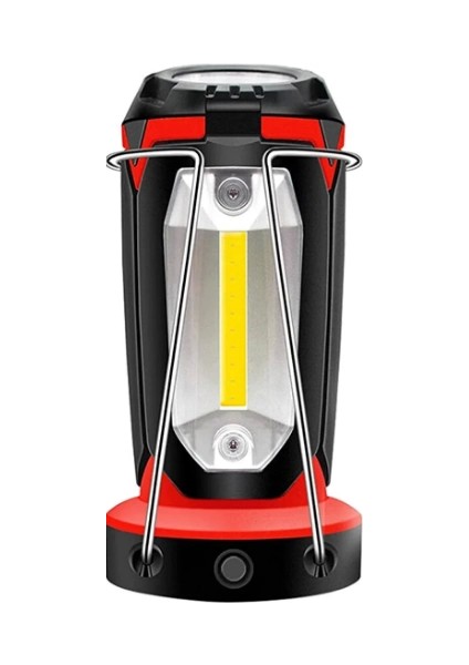 P-8801 Şarjlı Katlanabilir 3xcob Led+ 3W LED Çok Fonksiyonlu Kamp Feneri