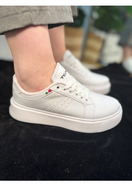 Günlük Kadın Spor Ayakkabı Ortopedik Vegan Deri Bağcık Hafif Kalın Yüksek Taban Yürüyüş Sneaker 102