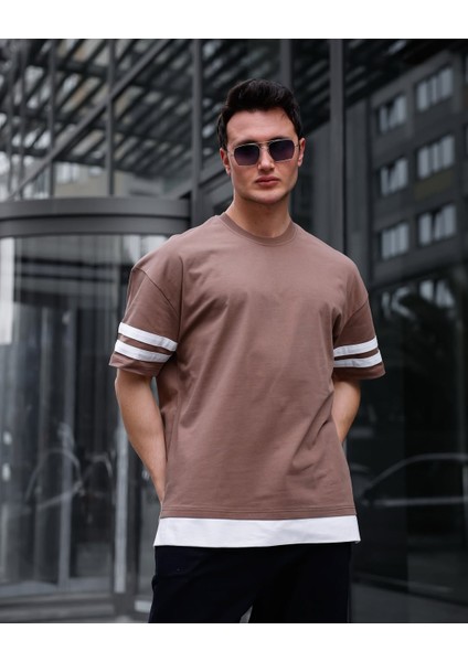Kolu Şerit Detaylı Oversize Tshirt