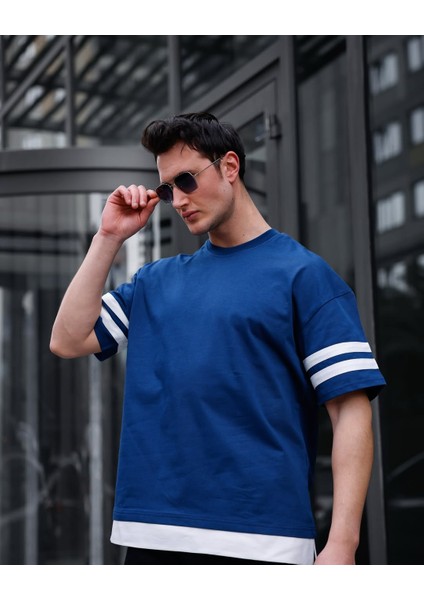 Kolu Şerit Detaylı Oversize Tshirt
