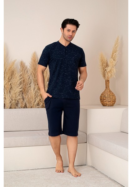 Sportif %100 Pamuk Şortlu Erkek Pijama Takımı
