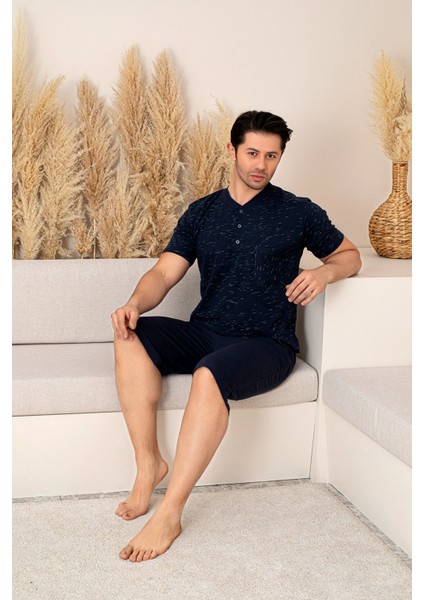 Sportif %100 Pamuk Şortlu Erkek Pijama Takımı