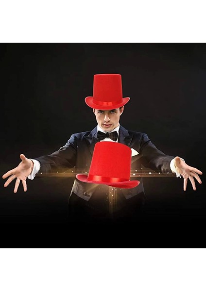 Yetişkinler Için Kırmızı Renk Ringmaster Sihirbaz Şapkası Fötr Şapka 15 cm fiyatları