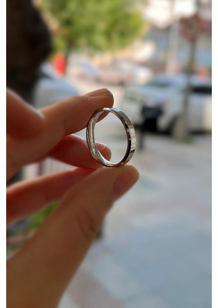 Gümüş 4 mm Düz Klasik Yanı Kesik Alyans Söz Nişan Erkek Kadın Yüzük modelleri