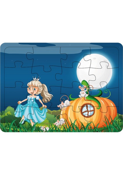 Çocuklar Için Ahşap Sindirella Puzzle Yapboz 16 Parça 21X29CM