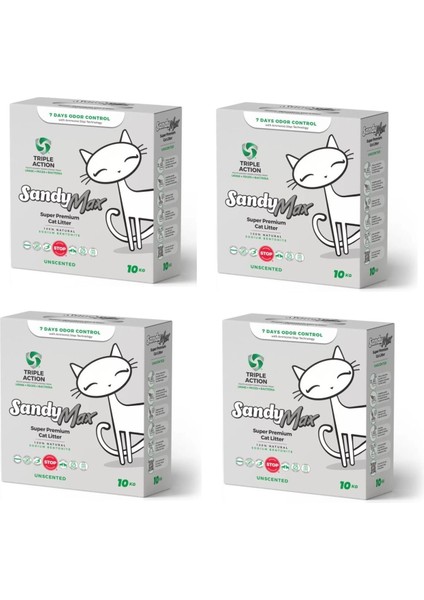 Max Triple Action Tozsuz Topaklanan Bentonit Doğal Kedi Kumu 10 kg x 4 Adet
