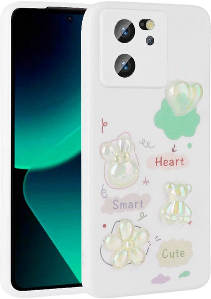 Xiaomi Mi 13T Pro ile Uyumlu Kılıf Beyaz Tan Silikon Kapak (Xiaomi Mi 13T Pro ile Uyumlu, Beyaz)