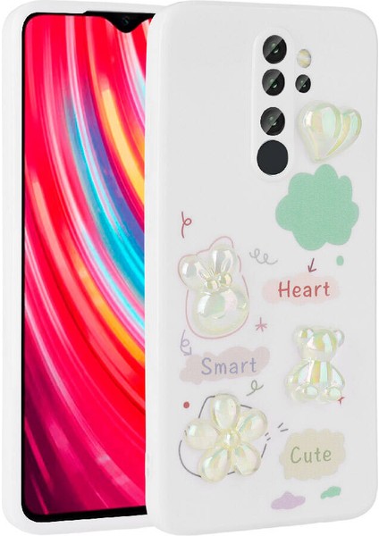 Xiaomi Redmi Note 8 Pro ile Uyumlu Kılıf Beyaz Tan Silikon Kapak (Xiaomi Redmi Note 8 Pro ile Uyumlu, Beyaz)