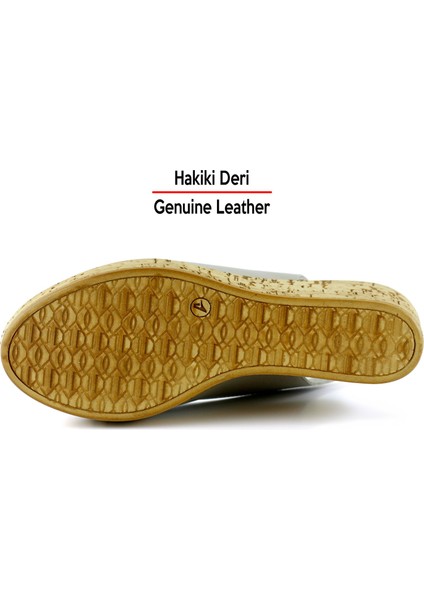 Heather Vizon Hakiki Deri Mantar Taban Görünümlü Dolgu Topuklu Slingback Sandalet