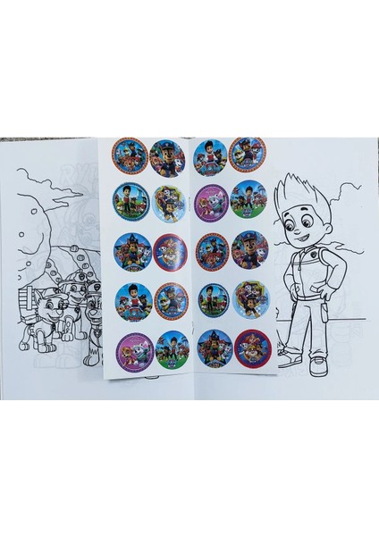 4 Adet Stickerli Boyama Kitabı ve 12 Li Kuru Boya Kalemi (Kuromi/capybara/paw Patrol/bluey)