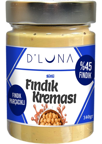 D’ Luna %45 Fındık Parçacıklı Sütlü Fındık Kreması 340 gr