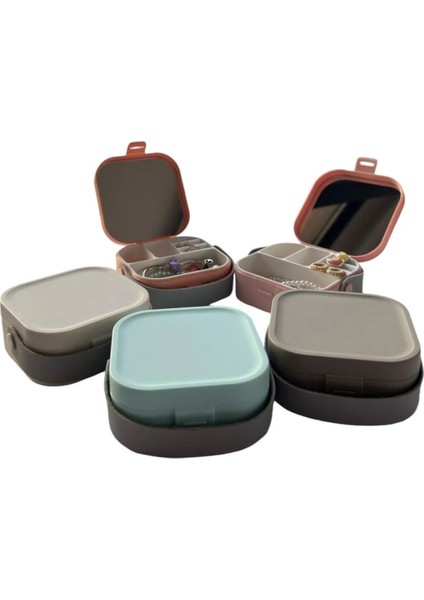 Makyaj Takı Kutusu Içi Aynalı Çanta Şeklinde Mini Organizer 9X9X4 cm