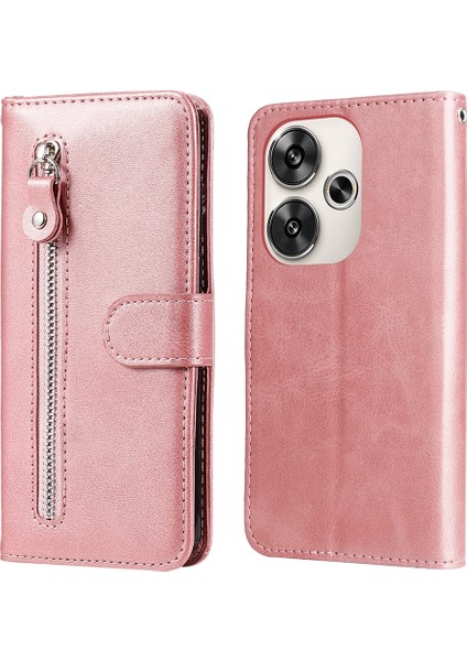 Xiaomi Poco F6 Için Buzağı Dokusu Fermuar Pu Kılıf (Yurt Dışından)