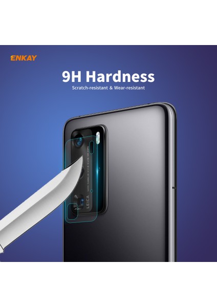 Huawei P40 Pro 2 Adet Şapka-Prens Enkay Arka Kamera Lensi Temperli Gl Film (Yurt Dışından)