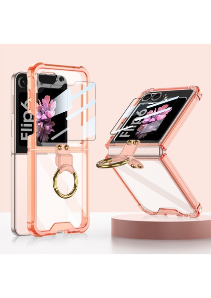 Samsung Galaxy Z Flip6 Için Filmli Gkk Hava Yastığı Halkalı Kılıf (Yurt Dışından)