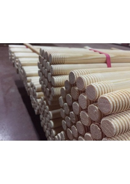 Fırınlı Çam Vidalı Fırça Süpürge Sapı 120 cm - 30 Adet, 1 Bağ